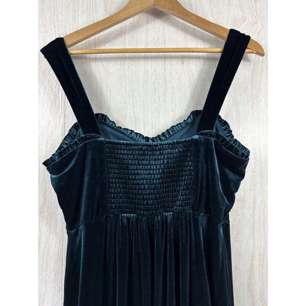 Betsey Johnson Velvet Midi Dress L Everglade Green Practical Magic Whimsigoth - Picture 5 of 8